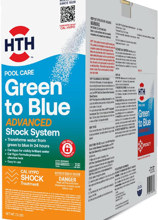 HTH 52038 Swimming Pool Care Green to Blue, Advanced Shock System, 2-Step Swimming Pool Care Solution, 1 Kit