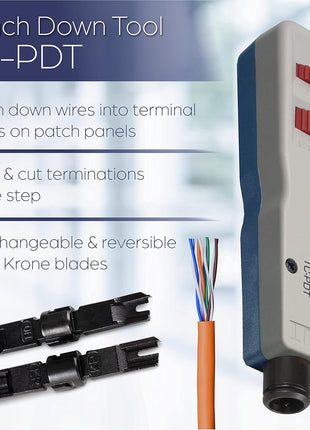 TRENDnet Punch Down Tool With 110 And Krone Blade, Insert & Cut Terminations In One Operation, Precision Blades Are Interchangeable & Reversible, Network Punch Tool, Grey, TC-PDT