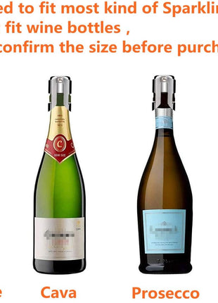 Champagne Sealer Stopper, BGMAx 3 Pack Stainless Steel Sparkling Wine Bottle Plug Sealer Set with a Longer Sealing Plug, Gifts Accessories for Champagne