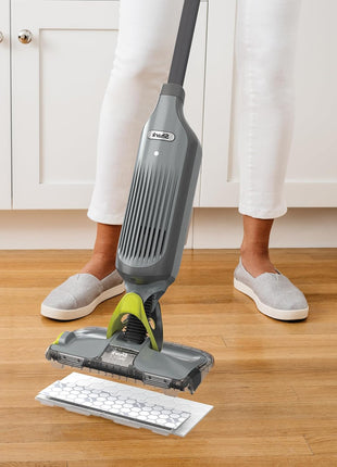 Shark VACMOP Cordless Vacuum & Spray Mop, Gray, VM252 | Hard Floor Cleaner, Powerful Suction, Lightweight, LED Headlights, 4 Disposable Pads, 12oz Solution Included