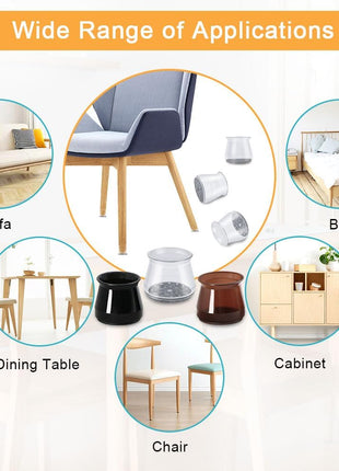 32 Pcs Chair Leg Floor Protectors - Silicone Felt Pads, Scratch-Proof & Noise-Free, Easy Smooth Moving, Large Size (Fits Round Chair Legs: 1-5/16 inch to 2 inch Diameter)