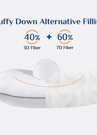 JOLLYVOGUE Standard Pillows Set of 2, Cooling and Supportive Pillows Full Size Set of 2 for Side and Back Sleepers, Down Alternative Hotel Collection Sleeping Pillow