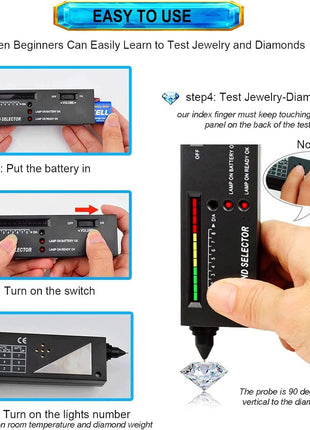 Professional Diamond Tester Pen, High Accuracy Jewelry Diamond Tester, Electronic Diamond Gem Tester and Tester Pen 60X Magnifying Glasses Tool Kit for Novice Expert (Diamond Tester Pen)
