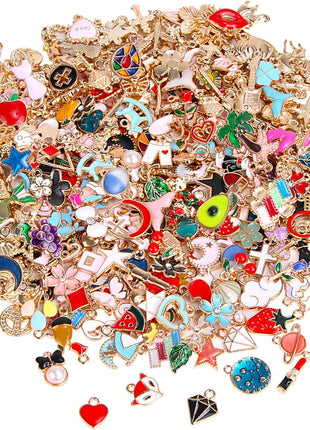 SANNIX 350Pcs Bracelet Charms Jewelry Making Charms Assorted Gold Plated Enamel Pendants for DIY Necklace Bracelet Earring Craft Supplies