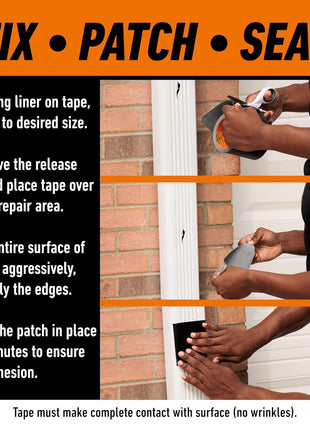 Gorilla Waterproof Patch & Seal Tape, Black Tape, 4 inch x 10' (Pack of 1) - Permanent Weather Resistant Seal for Leaks and Repairs