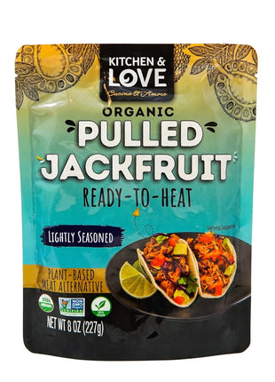 Kitchen and Love, Jackfruit Lightly Seasoned, Organic, Fully Cooked, Versatile Plant Based Meat Alternative, Gluten Free, 90 seconds, High in Fiber, Non GMO Verified, Kosher, Vegan, 8 Oz (Pack of 3)
