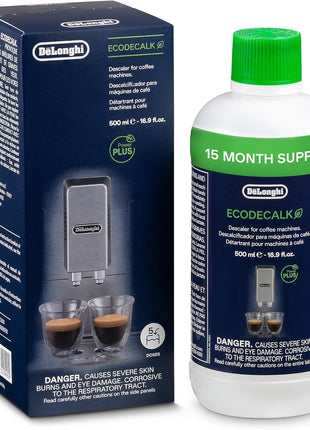 De'Longhi EcoDecalk Descaler, Universal Descaling Solution for Coffee & Espresso Machines, 16.90 oz (5 uses)
