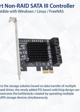 IO CREST 6 Port SATA III to PCIe 3.0 x1 Non-RAID Expansion Card JMB575 JMB582 Low Profile Bracket (SY-PEX40166)