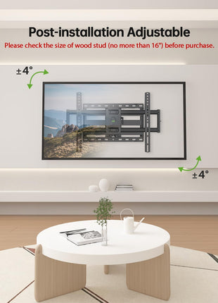 USX Mount Full Motion TV Wall Mount for Most 42-90 inch Flat Screen/LED/4K, TV Mount Bracket Dual Swivel Articulating Tilt 6 Arms, Max 16" Wood Studs, VESA 600x400mm, Holds up to 132lbs
