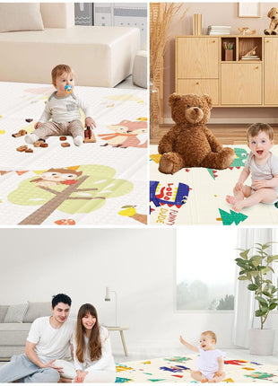 XVISHX Baby Play Mat, 74 x 50 Inch Play Mat Perfect for Use Baby Playpen, Foldable Baby Foam Playmat for Floor, Portable Waterproof Activity PlayMats for Babies, Infants and Toddlers
