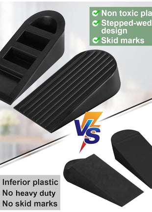 Big Door Stopper 2 Packs, Heavy Duty Wedge Rubber Door Stop Works on All Floor Surfaces, Non-Scratching Doorstops Special for Home Office School Heavy Door (Black, H1.9 x L6.3 x W2.7 Inches)