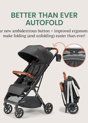 Bombi Bēbee V2 Lightweight Baby Stroller - Premium Vegan Leather, One-Hand Fold, Infinite Recline, Aircraft-Grade Aluminum Frame, XXL Canopy, and Ample Storage Umbrella Stroller - Hunter Green