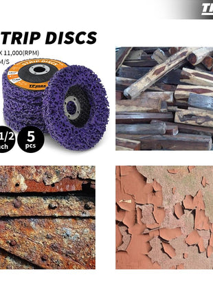 4-1/2" x 7/8" Strip Disc 5Pk Rust & Paint Removal for Angle Grinder