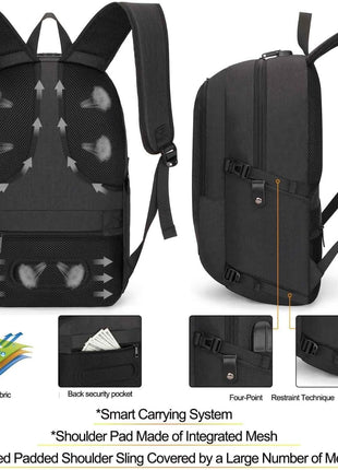 Tzowla Travel Laptop Backpack Water Resistant Anti-Theft Bag with Giant Tumbler Holder Pocket and Lock 15.6 Inch Computer Business Backpacks for Women Men Work College,Casual Daypack(Black)