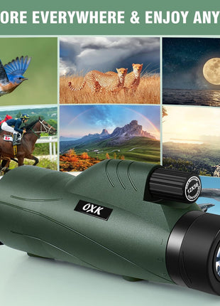 12x56 High Power Monocular Telescope for Adults with Smartphone Adapter | Large BAK4 Prism & FMC Lens Monoculars, Comes with Tripod Travel Bag, Suitable for Bird Watching Hunting Hiking Camping Gift