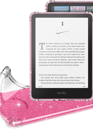 MoKo Case for All-New 7 inch Kindle Paperwhite (12th Generation-2024) and Kindle Colorsoft Signature Edition 2024 Ultra Thin Clear Flexible Transparent TPU Skin Bumper Back Cover Shell, Clear Glitter