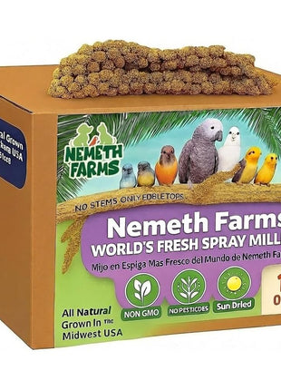 Nemeth Farms Spray Millet - Edible Tops Only, Non-GMO and Sun-Dried - 1 lb for Parakeets, Canaries and Finches