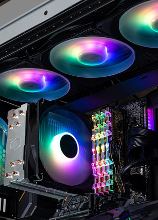 Cooler Master Mobius 120P ARGB High Performance Interconnecting Ring Blade Fan, PWM 2400rpm, Loop Dynamic Bearing, ARGB Customizable LEDs for PC Case, Liquid and Air Cooler (MFZ-M2DN-24NP2-R1) Black