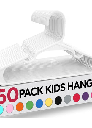 Utopia Home Kids Hangers 60 Pack – 11.5 Inch Baby Closet Hangers White | Plastic baby hangers | Fits children's & infant clothes | Gentle on delicate garments