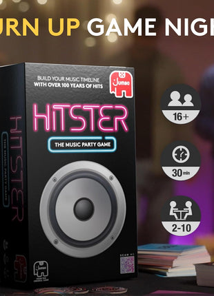 Jumbo Hitster - The Music Fun Party Quiz Card Game, 2-10 Players - 300 Plus Iconic Music Hits - Great for Adult and Family Game Night