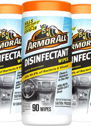 Armor All Car Disinfectant Wipes, Car Cleaning Wipes for Cars, Trucks, Motorcycles, 30 Wipes Each, 3 Pack