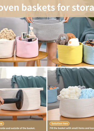 Happyiren Cute Woven Storage Basket with Handle, Baskets for Gifts Empty, Gift Baskets for Birthday Baby Shower Raffle Burr Fundraiser, Decorative Organizer Box for Baby Toy Pet, 13 inch D x 8 inch W x 6 inch H