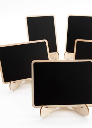 DSTELIN 10 Pack Mini Chalkboards Signs with Easel Stand, Small Rectangle Chalkboards Blackboard, Wood Place Cards for Weddings, Birthday Parties, Message Board Signs and Event Decoration