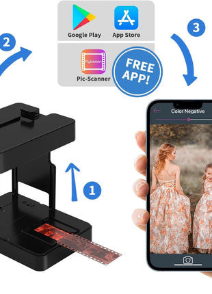 Mobile Film Scanner 35mm, Positive Slide & Negative Scanner Photo Scanner Converts 35mm Slides & Negatives to Digital Photos (2AA Batteries Included)