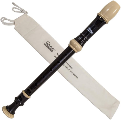 Paititi Soprano Recorder 8-Hole With Cleaning Rod  Carrying Bag, Creamy/Black Color, Key of C