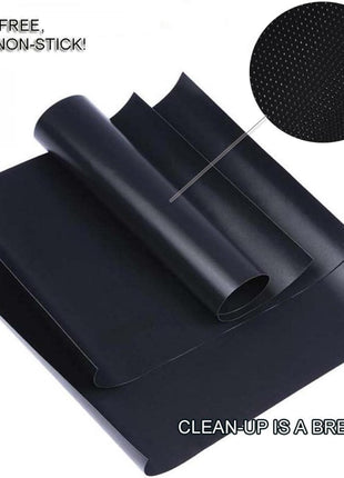 Grill Mat Set of 6, Non-Stick, 15.75 x 13 Inch, Black | Reusable Mats for Gas, Charcoal, or Electric Grills, Easy to Clean