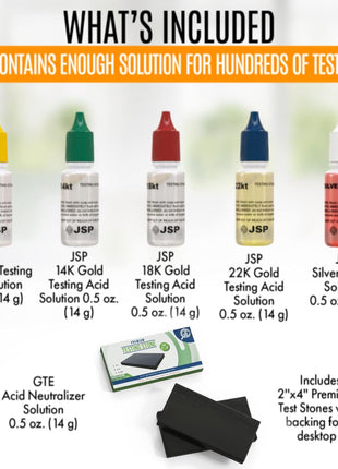 Gold Silver Jewelry Tester Appraisal Kit 10K 14K 18K 22K 24K Test Precious Metals 999 925 Scrap