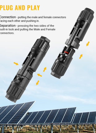 BougeRV 12 PCS Solar Connectors with Spanners Solar Panel Cable Connectors 6 Pairs Male/Female(10AWG)