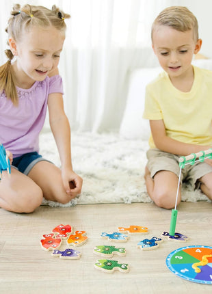 Melissa & Doug Catch & Count Wooden Fishing Game With 2 Magnetic Rods