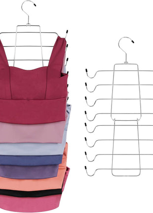 ZEDODIER 2 Pack Tank Top Hanger, Space Saving Bra Hanger, Non-Slip Hanging Sport Bras Holder, Closet Organizers and Storage for Camisoles Tank Tops Bras Ties Swimsuits Strappy Dress, Silver