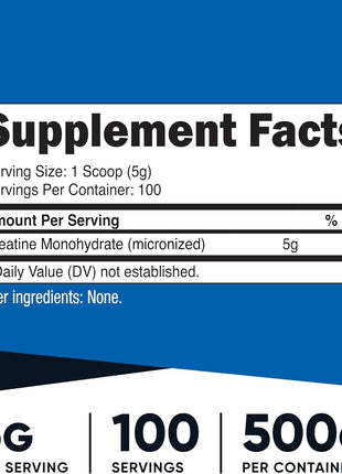 Nutricost Creatine Monohydrate Micronized Powder 500G, 5000mg Per Serv (5g)   100 Servings, 17.9 Oz