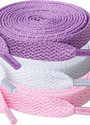 UpUGo 3 Pair Flat Shoe laces, 5/16 inch Wide Shoelaces for Athletic Running Sneakers Shoes Boot Strings