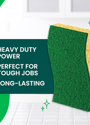 Scotch-Brite Heavy Duty Scrub Sponge, 9 Kitchen Sponges Designed for Tough Messes in the Kitchen that Last 3X Longer*, Best for Cast Iron Skillets and Outdoor Grills, Flexible, Durable, and Strong
