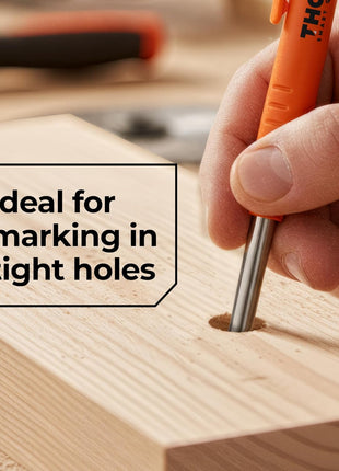 THORVALD New 3-in-1 Carpenter Pencils with Finger Grip for Construction - Incl. 7 Leads + Sharpener - Solid Mechanical Pencils with Fine Point/Best Marking tools Construction/Carpenters/Scriber