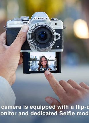 OM SYSTEM Olympus E-M10 Mark IV Silver Micro Four Thirds System Camera M.Zuiko Digital ED 14-42mm F3.5-5.6 EZ kit 20MP Sensor 5-Axis Image Stabilization 4K Video Wi-Fi