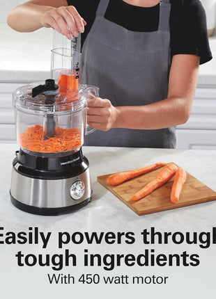 Hamilton Beach Food Processor & Vegetable Chopper for Slicing, Shredding, Mincing, and Puree, 10 Cups + Easy Clean Bowl Scraper, Stainless Steel (70730)