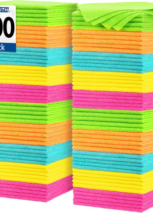 FIXSMITH Microfiber Cleaning Cloth, 100 Pack Shop Towels, Micro Fiber Cloth for Cleaning Car, All-Purpose Absorbent Cleaning Rags for Housekeeping, Dust Cloth for Office, Car Wash Towels, 12inx12in