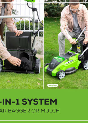 Greenworks 40V 16" (Push) Cordless Lawn Mower, 4.0Ah Battery (1/3 Acre, Push Button Start, Compatible with 75+ Tools)