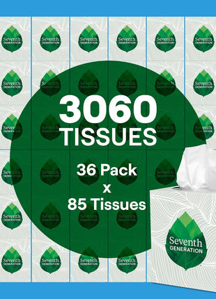 Seventh Generation Facial Tissue, 2-Ply Sheets, 85-Count Boxes (Pack of 36)