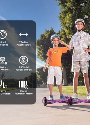 SIMATE Hoverboard, Bluetooth All Terrain Hover Boards with LED Lights and APP Control, Gifts for Kids Adults Girls Boys, for All Ages