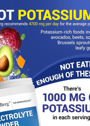 Dr. Berg Zero Sugar Hydration Keto Electrolyte Powder - Enhanced w/ 1000 mg of Potassium & Real Pink Himalayan Salt (NOT Table Salt) - Raspberry & Lemon Flavor Hydration Drink Supplement, 100 Servings