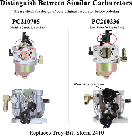 951-12705 Carburetor for Troy-Bilt Storm 2410 2620 31AS62N2711 31AS2P5C711 31AM62N2711 31AS2P5C Squall 2100 Replaces MTD Yard Machines 31AM62EE700 31AS62EE731 31AS2N1C701 Snow Blower