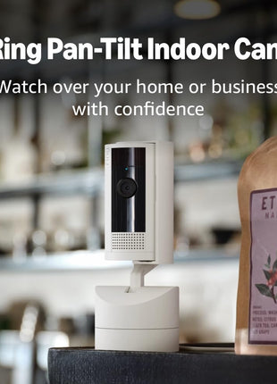 Ring Pan-Tilt Indoor Cam (newest model), See all around your home or business with 360° pan coverage, HD video, plus Two-Way Talk, White