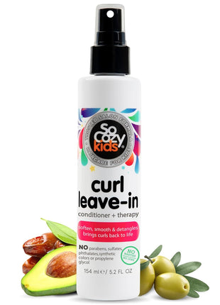 So Cozy Leave In Conditioner Spray (8 Fl Oz) Paraben-Free Detangler for Kids' Curly Hair, Deep Conditioner & Tangle-Free Curls, Gentle & Nourishing with Keratin, Vitamin B5, Olive Oil & Jojoba Oil