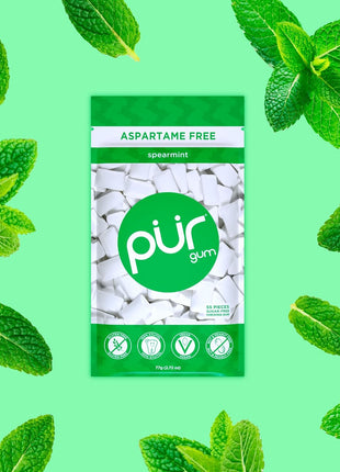 PUR Gum | Aspartame Free Chewing Gum | 100% xylitol | Natural Spearmint Flavored Gum, 55 Pieces (Pack of 1)