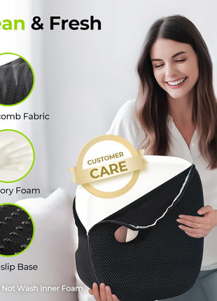AUVON Innovative Donut Pillow Hemorrhoids Scientific Center Hole and Tailbone Cutout, Orthopedic Pain Relief Donut Seat Cushion for Coccyx, Sciatica, Postpartum Pregnancy, After Surgery Sitting Relief